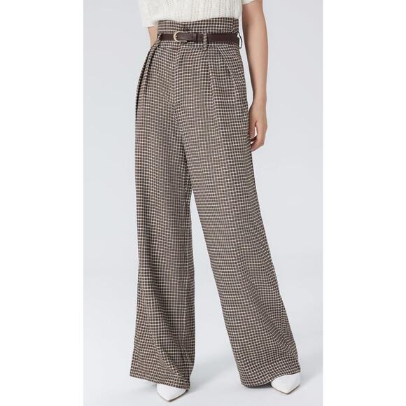 CIDER Preppy Houndstooth High Waist Wide Leg Trousers Size XL - Picture 3 of 12